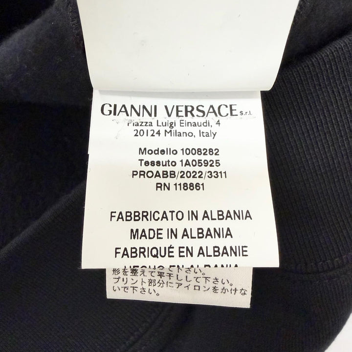 極美品□VERSACE ヴェルサーチ 2022年製 メデューサ アームロゴプリント 長袖 トレーナー スウェットシャツ ブラック L 正規品 メンズ
