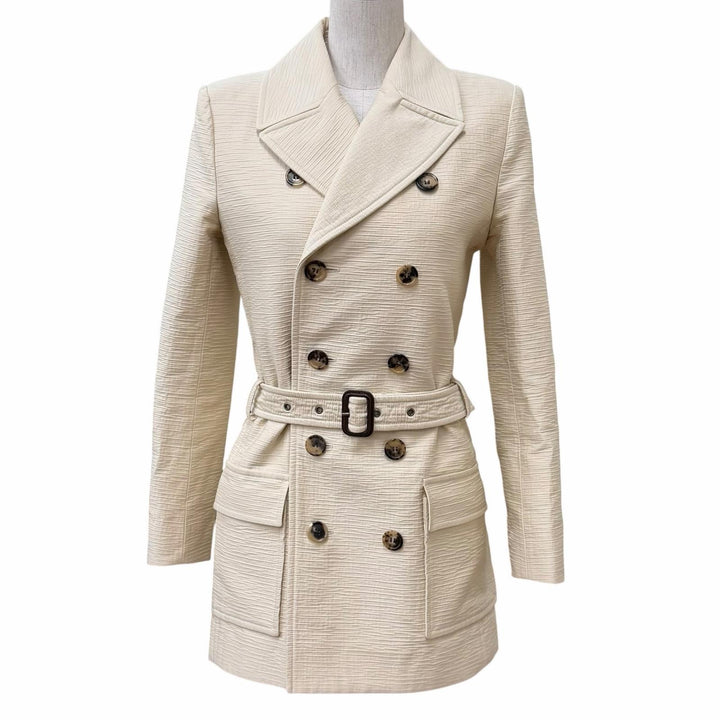 極美品★サンローランパリ 24SS 778548 Saharienne Overcoat コットン100％ ベルト付 トレンチコート 正規品 ガーメント・ハンガー付 36
