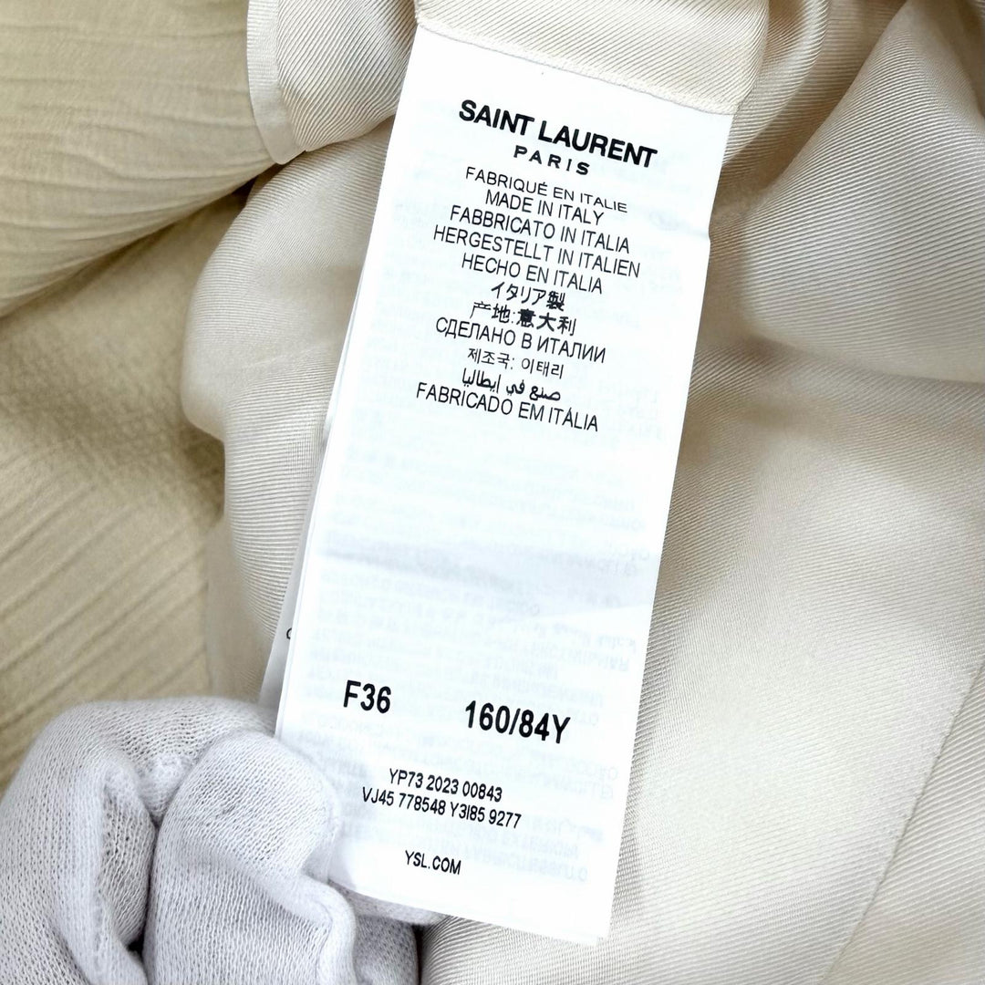 極美品★サンローランパリ 24SS 778548 Saharienne Overcoat コットン100％ ベルト付 トレンチコート 正規品 ガーメント・ハンガー付 36