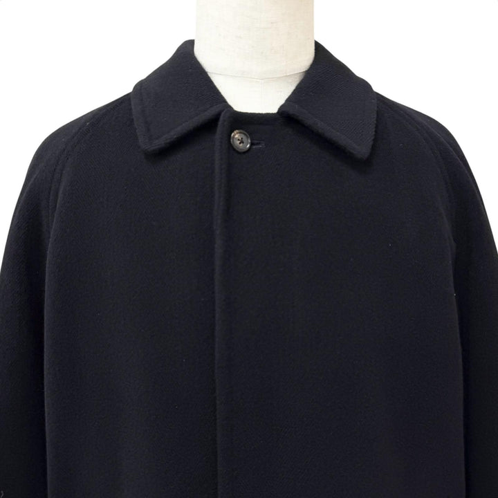 美品□Burberrys バーバリー ヴィンテージ アンゴラ 羊毛 裏ロゴ総柄 ステンカラーコート ブラック 92-170-5 日本製 正規品 メンズ