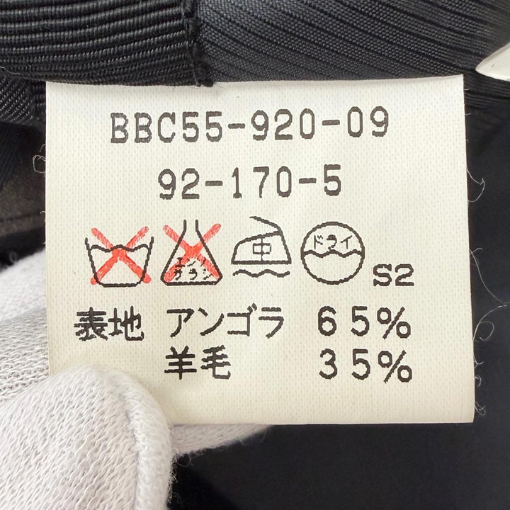 美品□Burberrys バーバリー ヴィンテージ アンゴラ 羊毛 裏ロゴ総柄 ステンカラーコート ブラック 92-170-5 日本製 正規品 メンズ