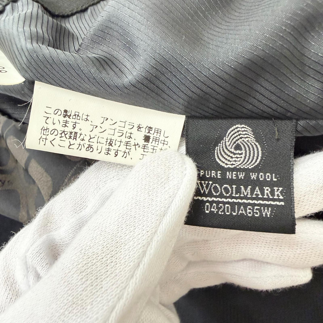 美品□Burberrys バーバリー ヴィンテージ アンゴラ 羊毛 裏ロゴ総柄 ステンカラーコート ブラック 92-170-5 日本製 正規品 メンズ