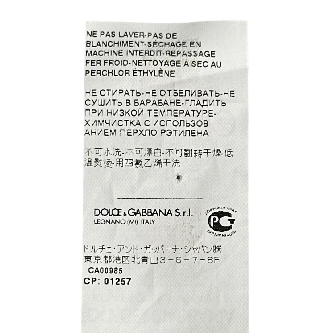 極美品▲DOLCE&amp;GABBANA ドルチェ＆ガッバーナ シルク混 ロゴボタン レース使い アンサンブル グリーン ホワイト 42 正規品 レディース