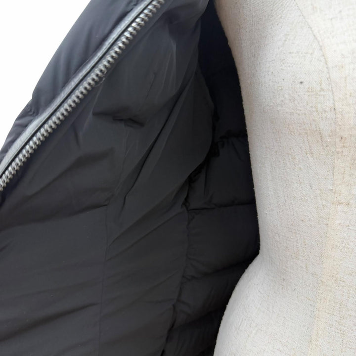 美品☆MACKAGE マッカージュ CALLA-BX ブルーフォックスファー・フード付 レザー使い ZIP UP ダウンコート ブラック S レディース