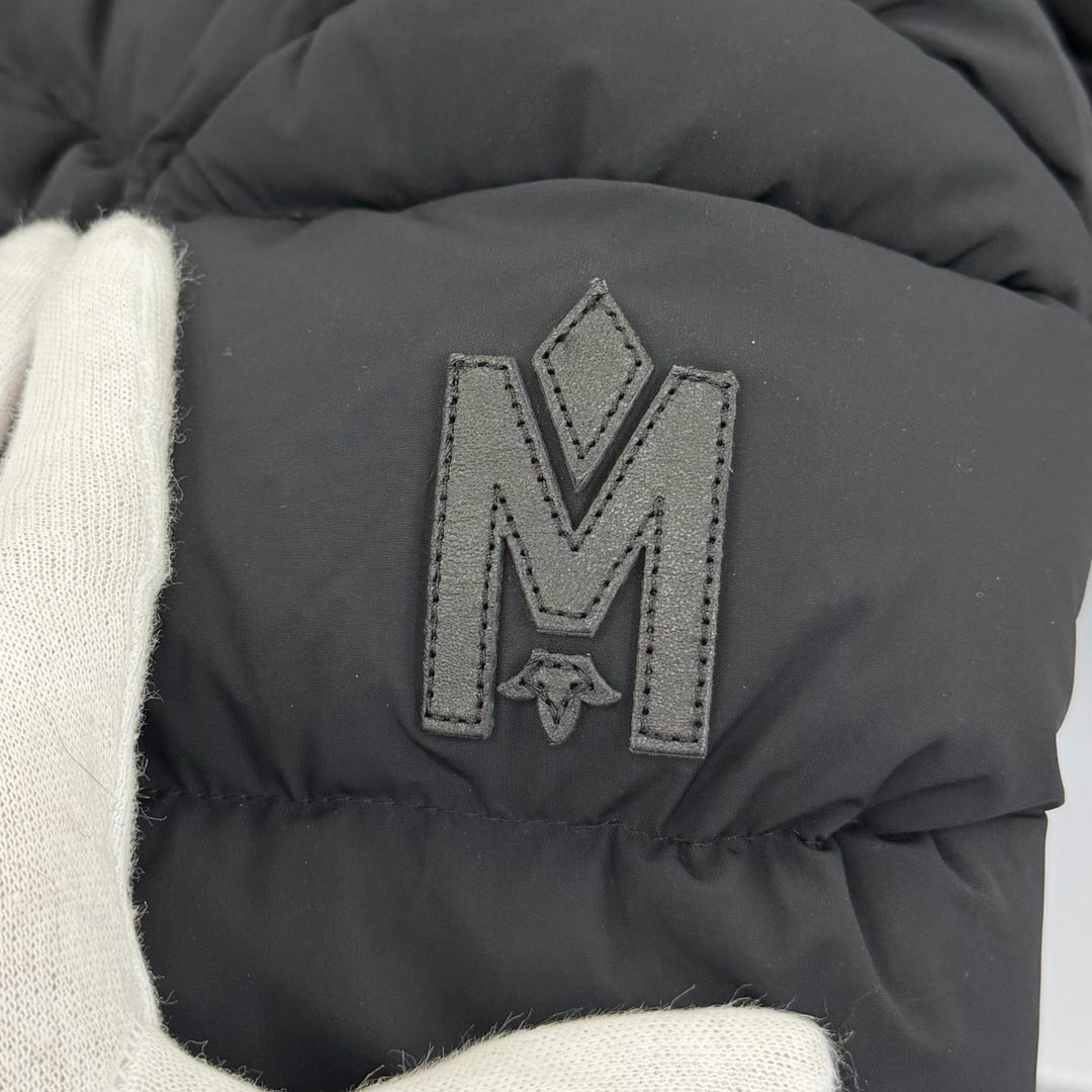 美品☆MACKAGE マッカージュ CALLA-BX ブルーフォックスファー・フード付 レザー使い ZIP UP ダウンコート ブラック S レディース