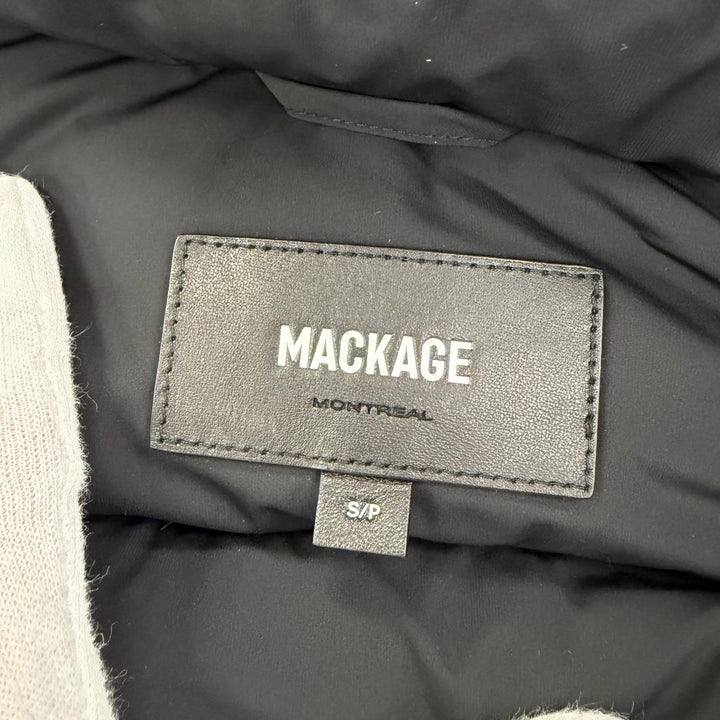 美品☆MACKAGE マッカージュ CALLA-BX ブルーフォックスファー・フード付 レザー使い ZIP UP ダウンコート ブラック S レディース