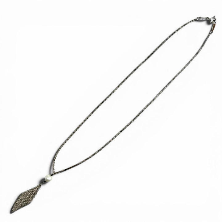 美品◇TIFFANY&amp;Co. ティファニー SV925 フレッシュウォーターパール メッシュ タッセル ペンダント ネックレス シルバー 重量3.0g