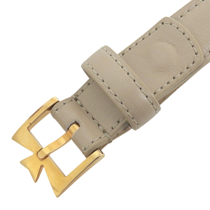 極美品▲VACHERON CONSTANTIN ヴァシュロン コンスタンタン ロゴバックル ピンバックル レザー ベルト ベージュ ゴールド金具 メンズ