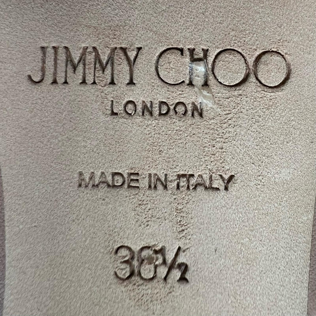 未使用品▲JIMMY CHOO ジミーチュウ J000162515365 CHERI SB 65 クリスタルバックル レザーパンプス 36.5 伊製 レディース 箱・保存袋付き