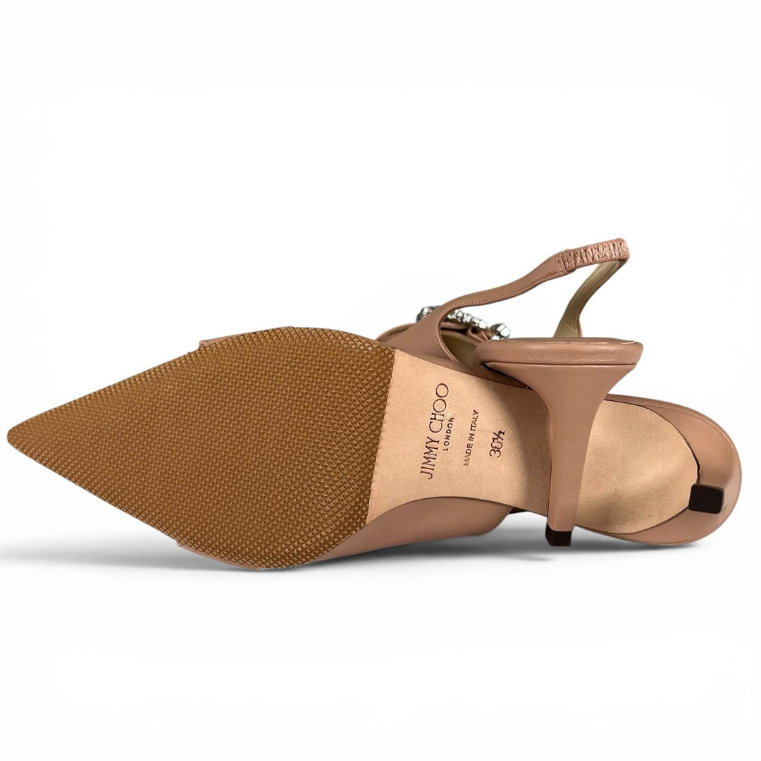 未使用品▲JIMMY CHOO ジミーチュウ J000162515365 CHERI SB 65 クリスタルバックル レザーパンプス 36.5 伊製 レディース 箱・保存袋付き