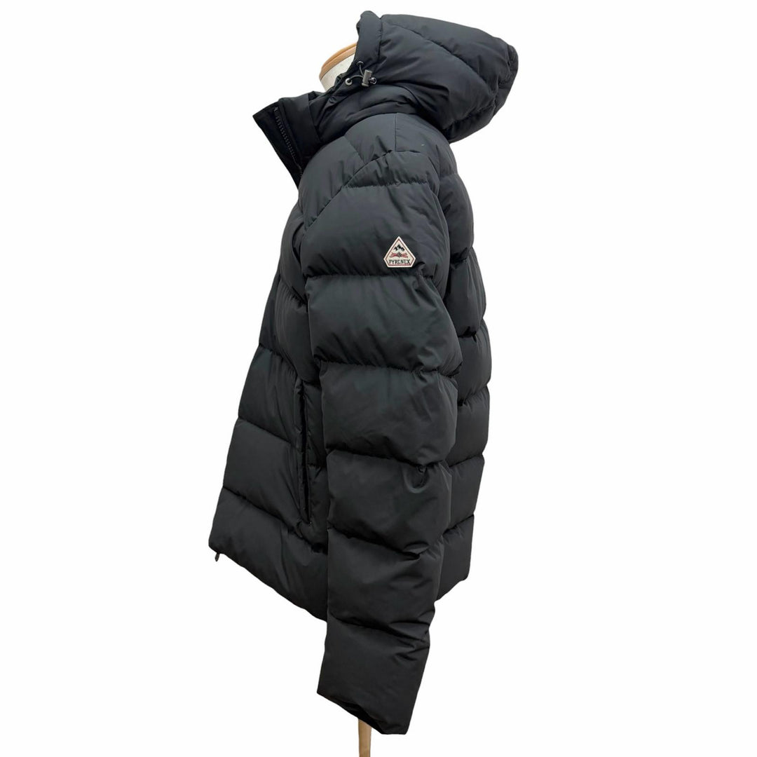 未使用品□Pyrenex ピレネックス SPOUTNIC MINI RIPSTOP ロゴワッペン フーデッド ダウンジャケット ブラック XL メンズオススメ◎