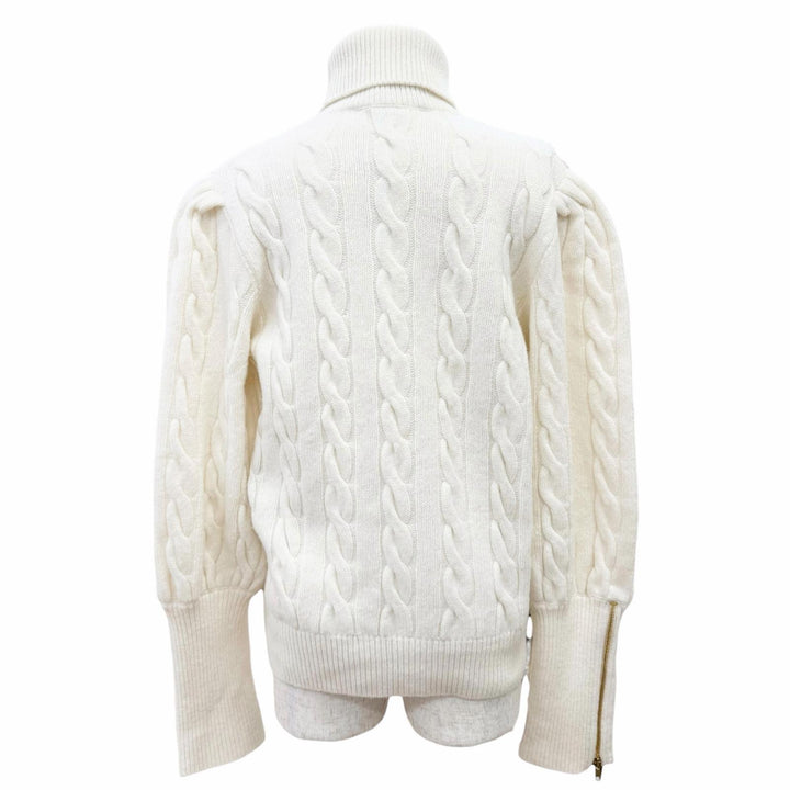 極美品△GUCCI×THE NORTH FACE グッチ ザノースフェイス 671689 ロゴ刺繍 ケーブル編み タートルネック ニット L 正規品 定価225500円