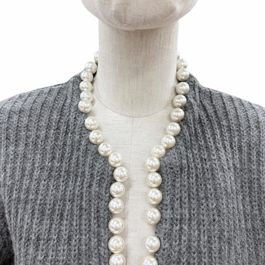 極美品◇MADISONBLUE マディソンブルー 22AW ウール100％ PEARL DAMAGE CD BRITISH WOOL パール付 ダメージ加工 カーディガン 00 正規品