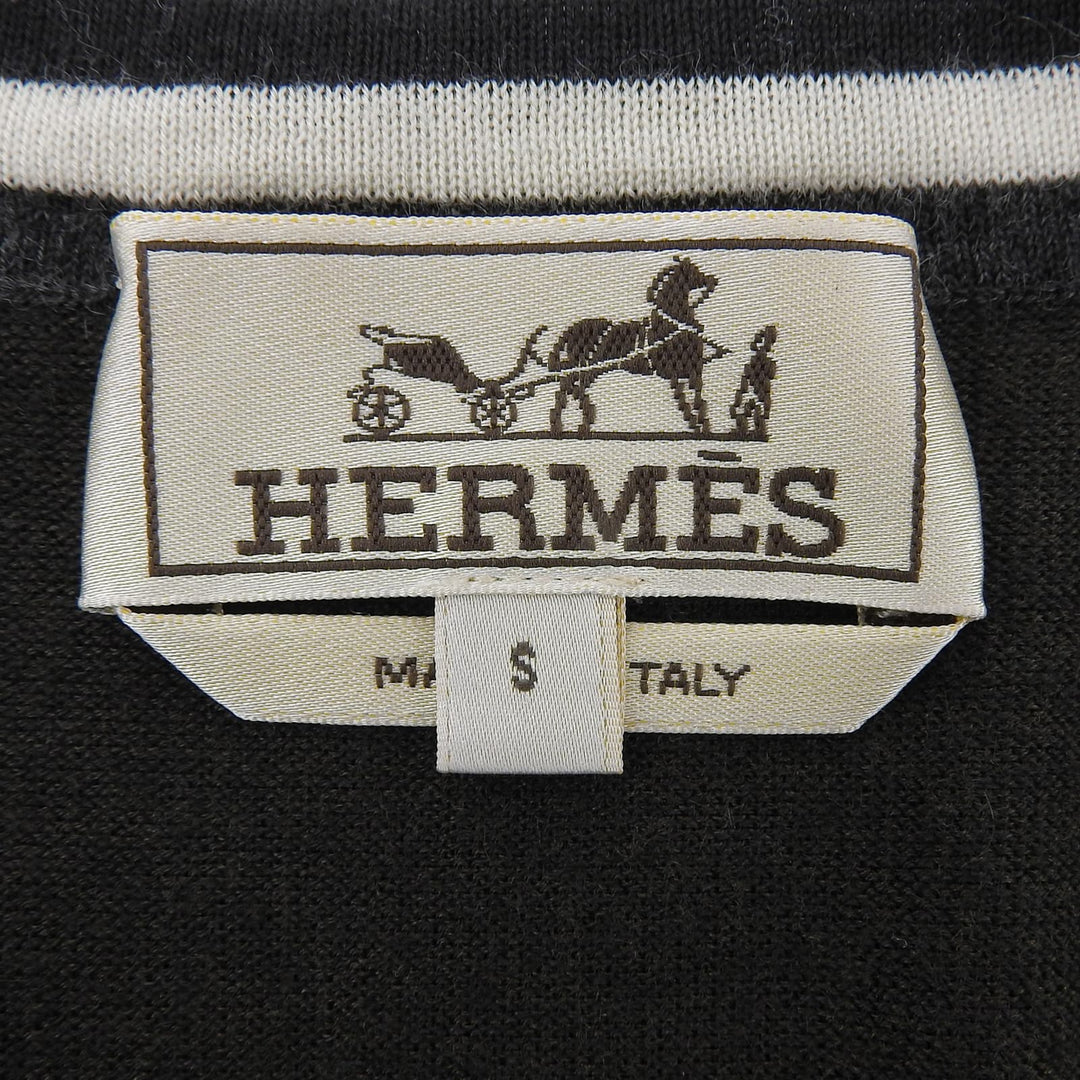 極美品▲HERMES エルメス 2024年製 467015HA カシミヤ シルク クルーネック ハイゲージニット セーター グリーン S 伊製 正規品 メンズ