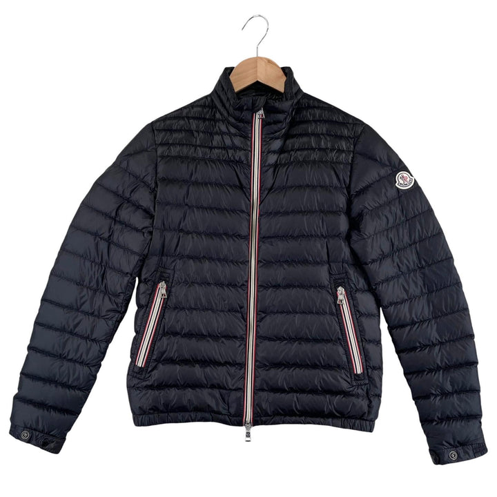 美品▲MONCLER モンクレール DANIEL ダニエル ロゴワッペン トルコロール ライト ダウンジャケット ブラック 0 正規品 メンズ