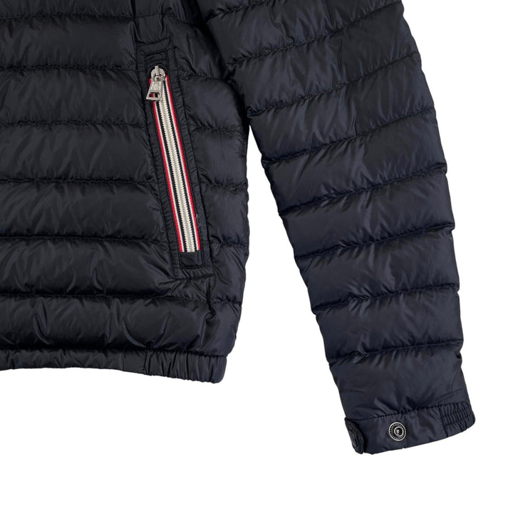 美品▲MONCLER モンクレール DANIEL ダニエル ロゴワッペン トルコロール ライト ダウンジャケット ブラック 0 正規品 メンズ