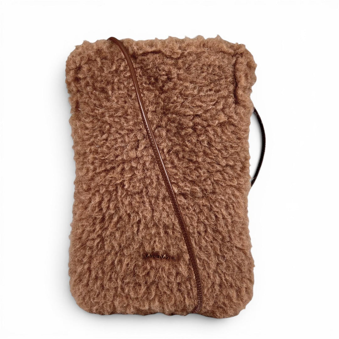 極美品▲Max Mara マックスマーラ 14-72-60133 テディベア PHONE CASE キャメル シルク 携帯ケース ブラウン 伊製 定価48400円 保存袋付