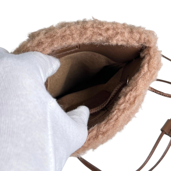 極美品▲Max Mara マックスマーラ 14-72-60133 テディベア PHONE CASE キャメル シルク 携帯ケース ブラウン 伊製 定価48400円 保存袋付