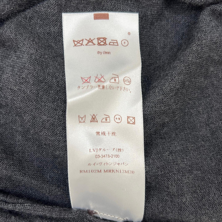 極美品▲LOUIS VUITTON ルイヴィトン ウール カシミヤ混 LV刺繡 Vネック 長袖 ニット グレー ブラック XS イタリア製 正規品 メンズ