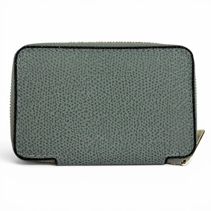 極美品☆Valextra ヴァレクストラ SGZA0007028LOCCP99 ラウンドジップ レザー ミニ ウォレット コインケース ブルーグレー イタリア製
