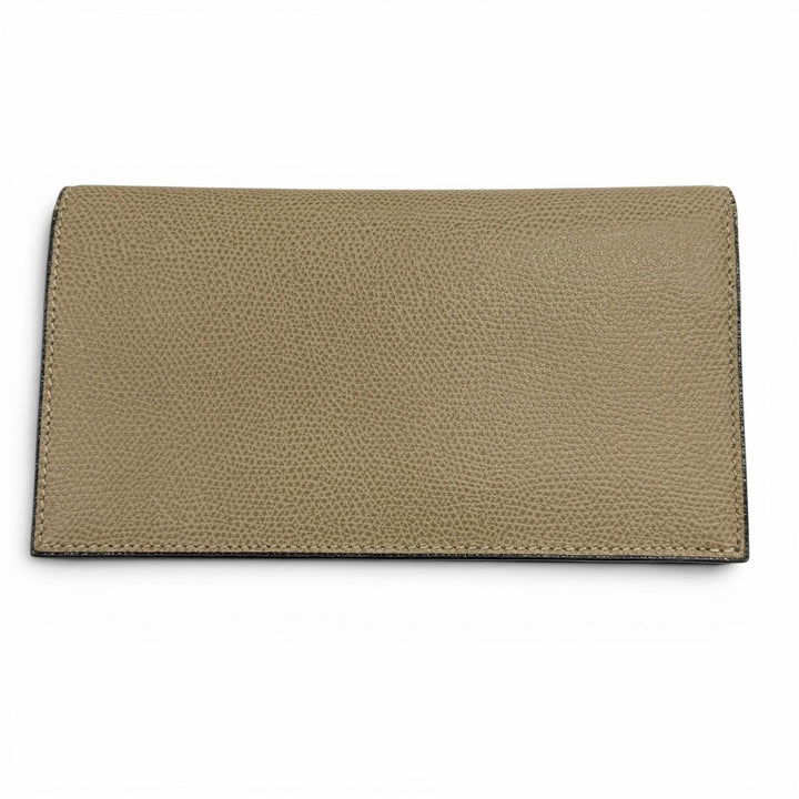 美品▼Valextra ヴァレクストラ SGBR0026028LOCPL99 シティウォレット レザー カードケース付 長財布 グレージュ ゴールド 定価160600円