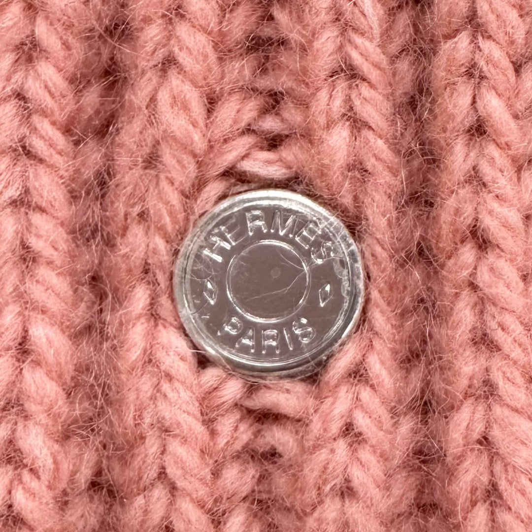 極美品▲HERMES エルメス 2022年製 H222042N フィリパ カシミヤ モヘア セリエボタン ニットキャップ ピンク M 伊製 正規品 レディース