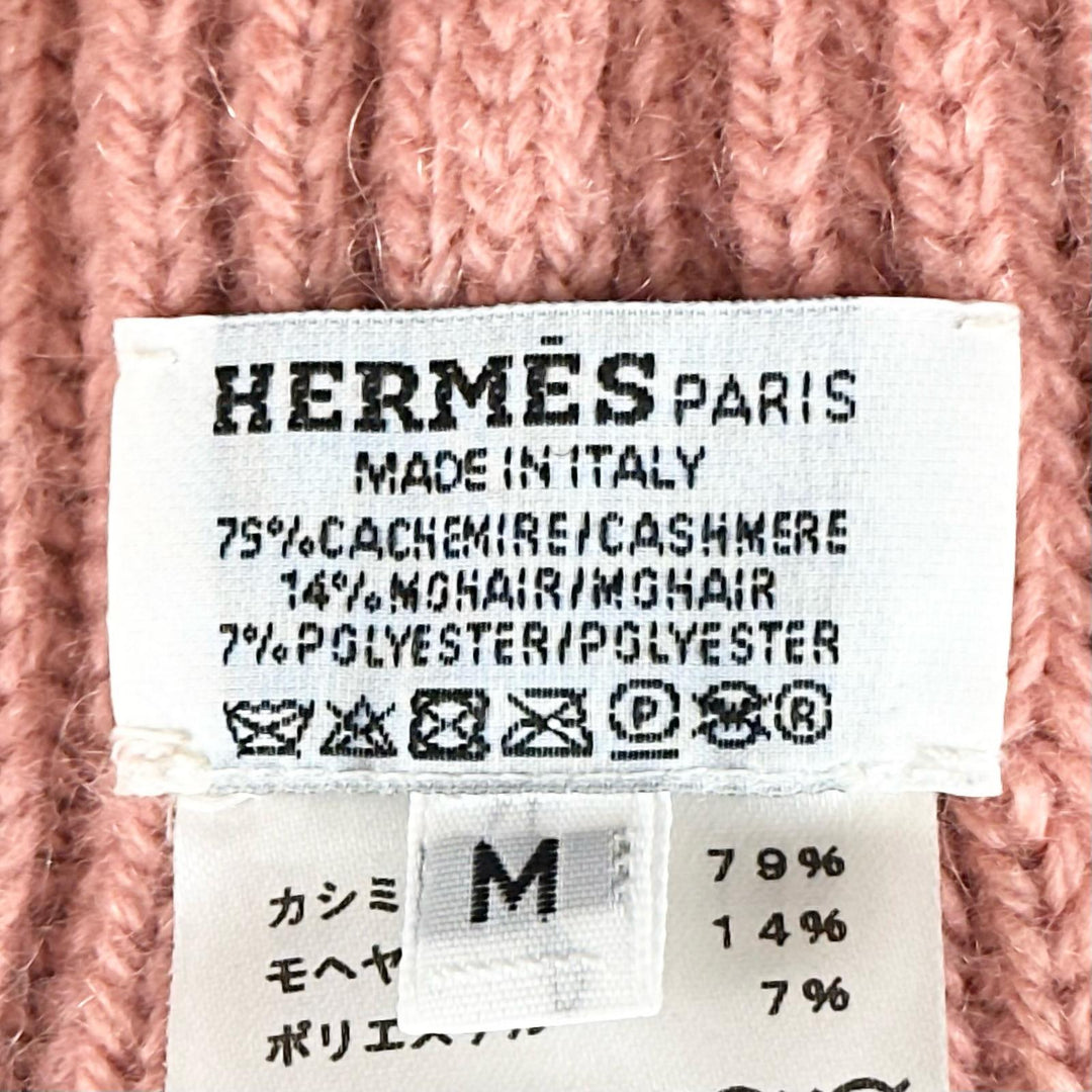 極美品▲HERMES エルメス 2022年製 H222042N フィリパ カシミヤ モヘア セリエボタン ニットキャップ ピンク M 伊製 正規品 レディース