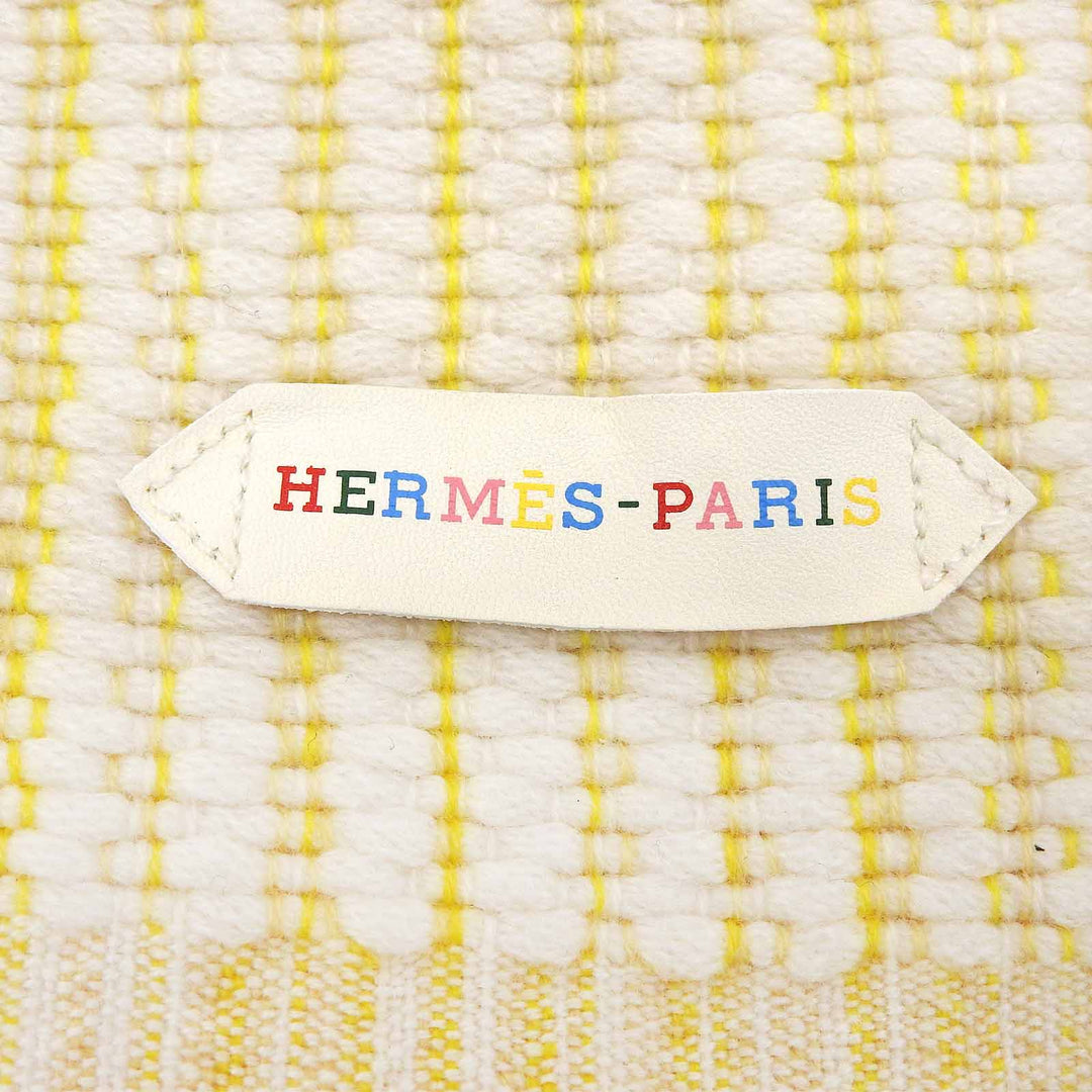 極美品▲HERMES エルメス H259087S カシミヤ100％ ウェイビーダブルフェイス フリンジ付き ストール マフラー イエロー レディース
