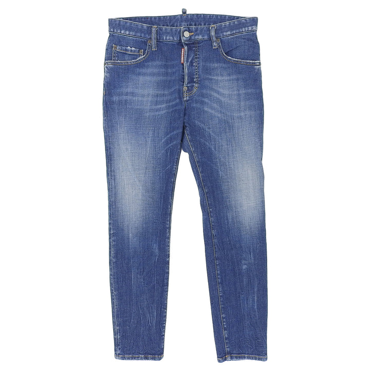 美品▲DSQUARED2 ディースクエアード 2024年製 S74LB1572 Super Twinky Jean レザーパッチ ストレッチ デニムパンツ 48 正規品 メンズ