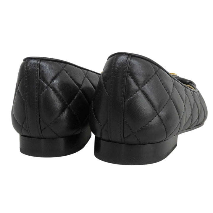 美品▲CHANEL シャネル 2023年製 23A G45047 バレリーナ ココマーク マトラッセ レザー フラットシューズ パンプス 35.5 イタリア製