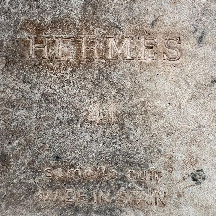 美品▲HERMES エルメス 21SS 211874 トリップ スウェードレザー Hロゴ エスパドリーユ スリッポン カーキ 41 スペイン製 メンズ 箱付き