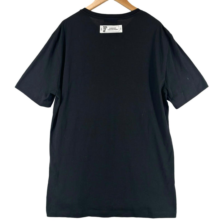 未使用品▲VERSACE ヴェルサーチ 2018年製 コットン100％ ロゴワッペン メデューサ クルーネック 半袖Ｔシャツ ブラック L メンズ