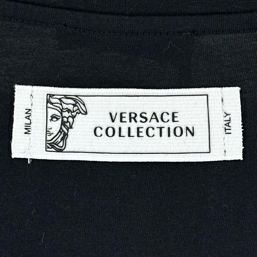 未使用品▲VERSACE ヴェルサーチ 2018年製 コットン100％ ロゴワッペン メデューサ クルーネック 半袖Ｔシャツ ブラック L メンズ