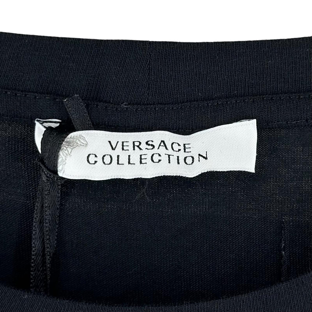 未使用品▲VERSACE ヴェルサーチ 2018年製 コットン100％ ロゴワッペン メデューサ クルーネック 半袖Ｔシャツ ブラック L メンズ