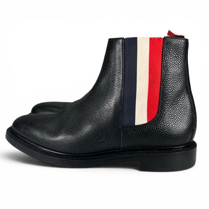 美品▲THOM BROWNE トムブラウン トルコロール レザー チェルシーブーツ サイドゴアブーツ ブラック 42 イタリア製 メンズ