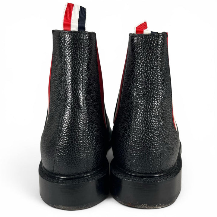 美品▲THOM BROWNE トムブラウン トルコロール レザー チェルシーブーツ サイドゴアブーツ ブラック 42 イタリア製 メンズ