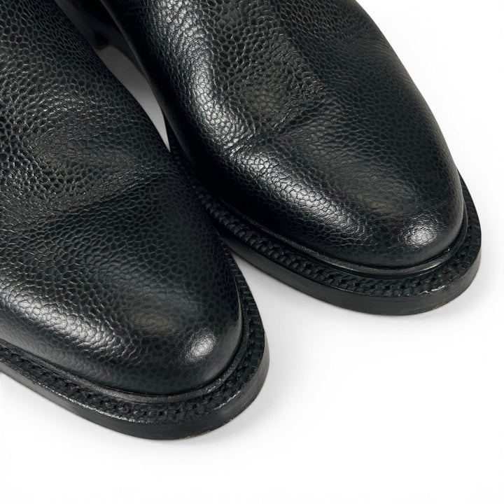 美品▲THOM BROWNE トムブラウン トルコロール レザー チェルシーブーツ サイドゴアブーツ ブラック 42 イタリア製 メンズ