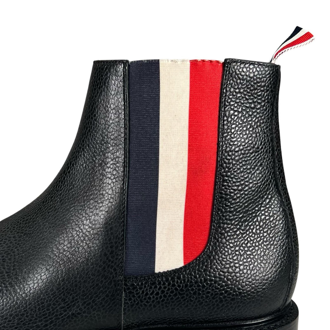 美品▲THOM BROWNE トムブラウン トルコロール レザー チェルシーブーツ サイドゴアブーツ ブラック 42 イタリア製 メンズ