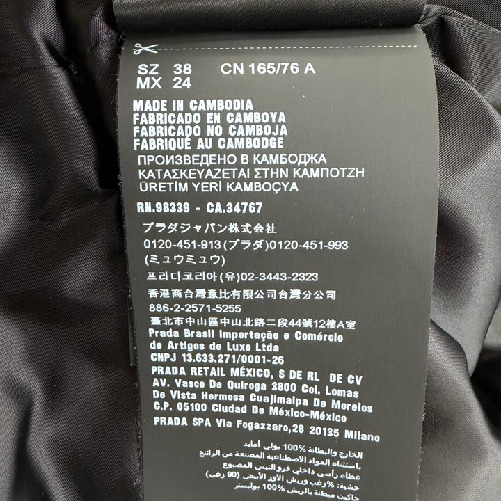 美品☆PRADA プラダ 20AW 29P277 ロゴバックルベルト ラムファー使い ZIP UP ダウンコート ブラック 38 イタリア製 正規品 レディース