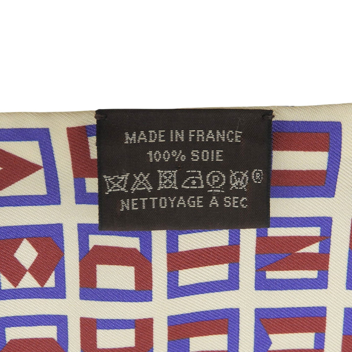 極美品▲HERMES エルメス マキシ ツイリー カット Lettres et Pois シルク100％ スカーフ ブルー レッド フランス製 レディース 箱付き