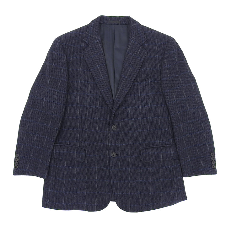 美品▲BURBERRY LONDON バーバリーロンドン カシミヤ100％ チェック柄 シングル ジャケット ネイビー BB5 日本製 正規品 メンズ
