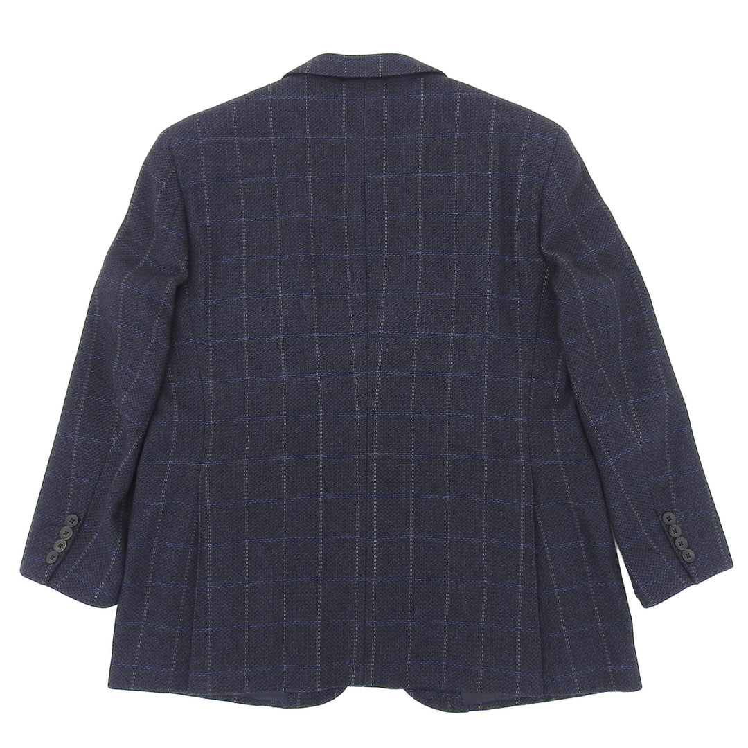 美品▲BURBERRY LONDON バーバリーロンドン カシミヤ100％ チェック柄 シングル ジャケット ネイビー BB5 日本製 正規品 メンズ