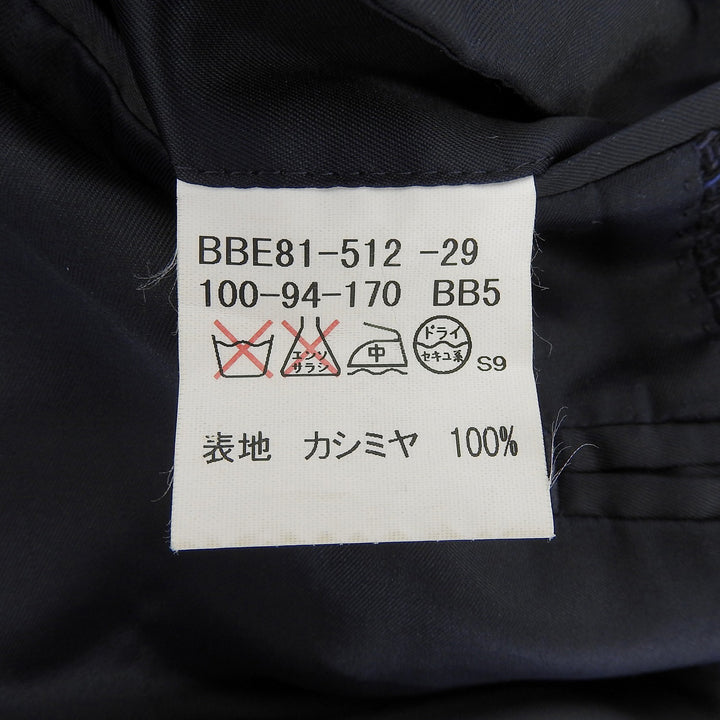 美品▲BURBERRY LONDON バーバリーロンドン カシミヤ100％ チェック柄 シングル ジャケット ネイビー BB5 日本製 正規品 メンズ