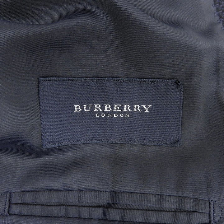 美品▲BURBERRY LONDON バーバリーロンドン カシミヤ100％ チェック柄 シングル ジャケット ネイビー BB5 日本製 正規品 メンズ