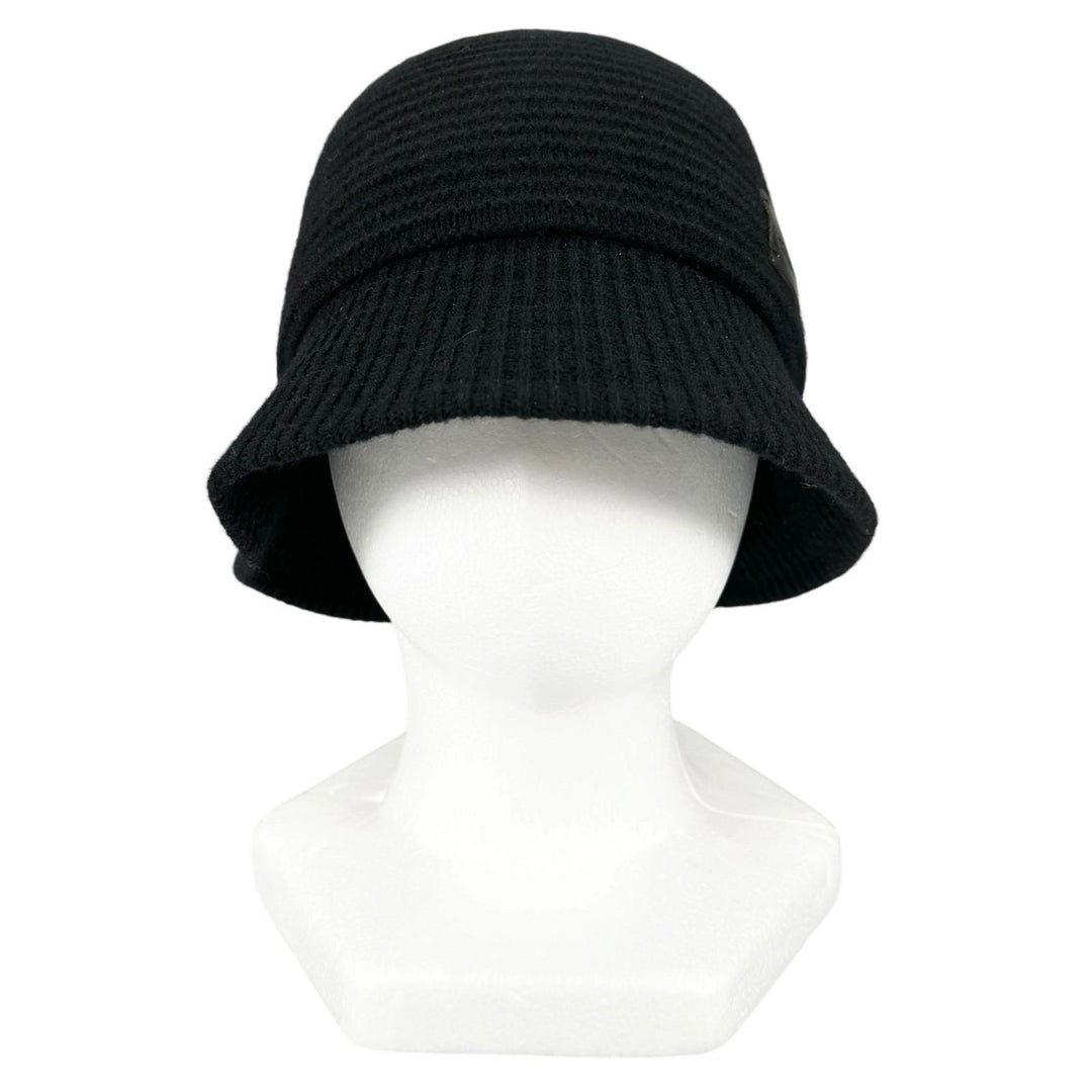 極美品▲Vivienne Westwood ヴィヴィアンウエストウッド ウール100％ オーブロゴ ニット バケット ハット ブラック S～M 正規品 レディース