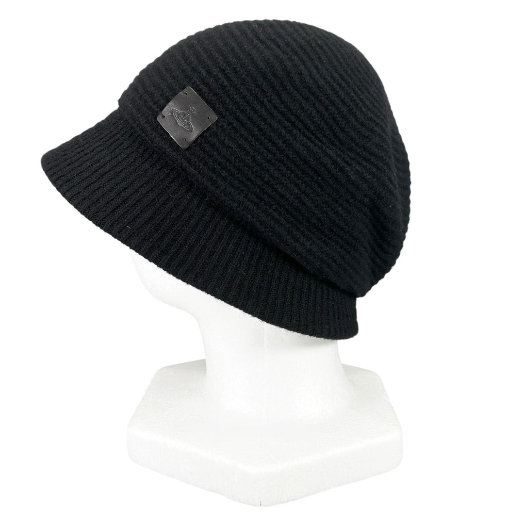 極美品▲Vivienne Westwood ヴィヴィアンウエストウッド ウール100％ オーブロゴ ニット バケット ハット ブラック S～M 正規品 レディース