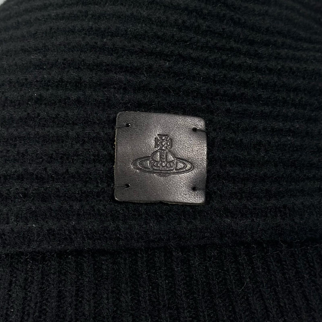 極美品▲Vivienne Westwood ヴィヴィアンウエストウッド ウール100％ オーブロゴ ニット バケット ハット ブラック S～M 正規品 レディース