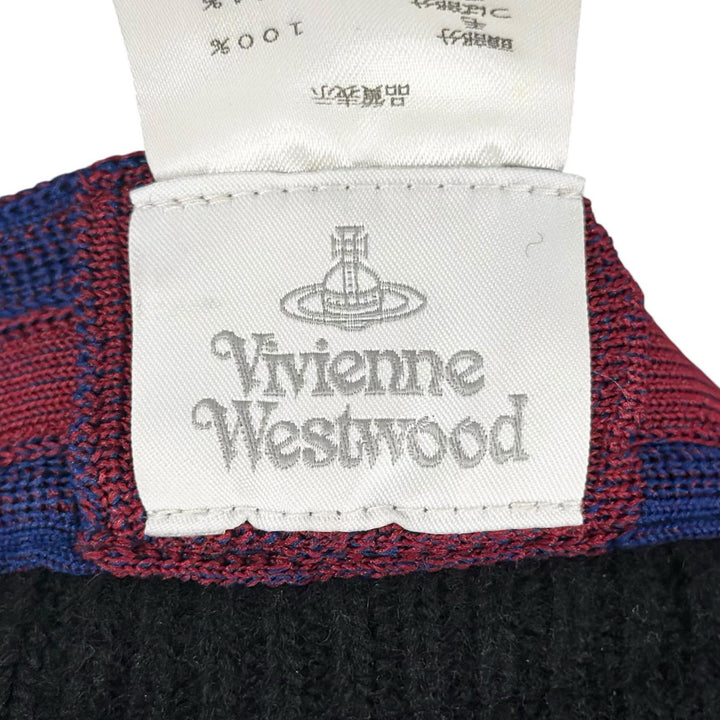 極美品▲Vivienne Westwood ヴィヴィアンウエストウッド ウール100％ オーブロゴ ニット バケット ハット ブラック S～M 正規品 レディース
