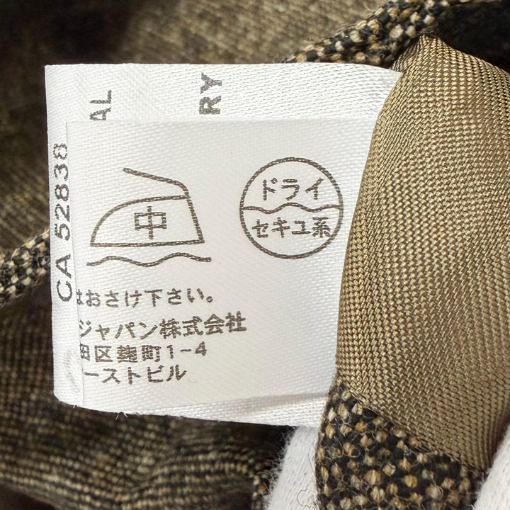 極美品□Dunhill ダンヒル ウール100％ レザー使い ロゴボタン 総柄 ステンカラーコート ロングコート ベージュ系 L 正規品 メンズ