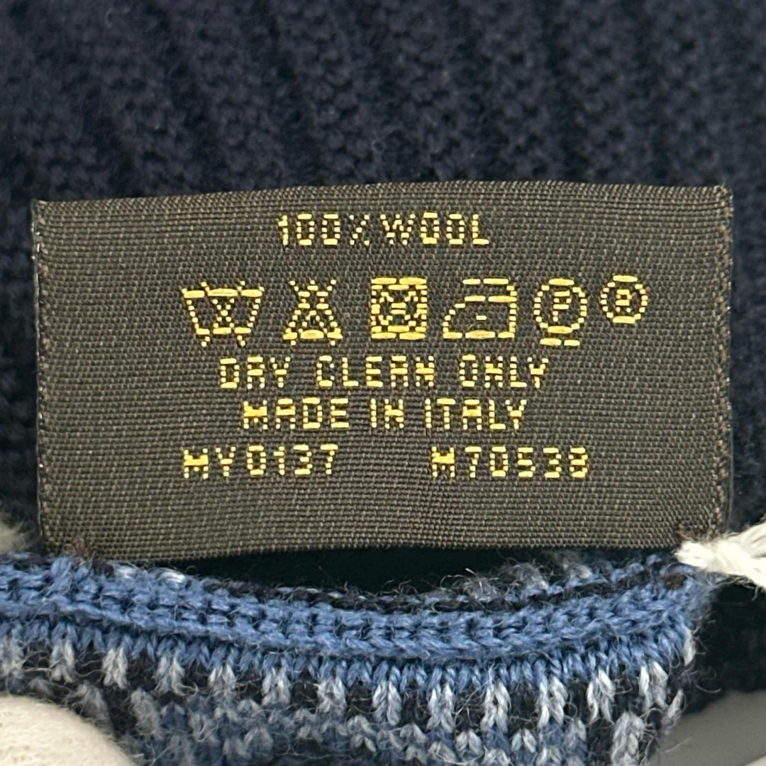 極美品▲LOUIS VUITTON ルイヴィトン M70538 ウール100％ 総柄 ビーニー ニットキャップ ダークネイビー ブルー イタリア製 メンズ